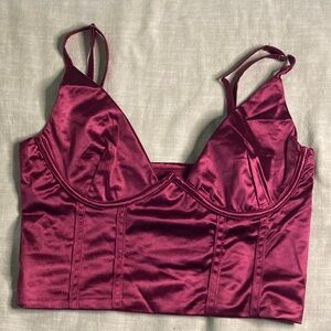 Elegant Burgundy Satin Bralette
